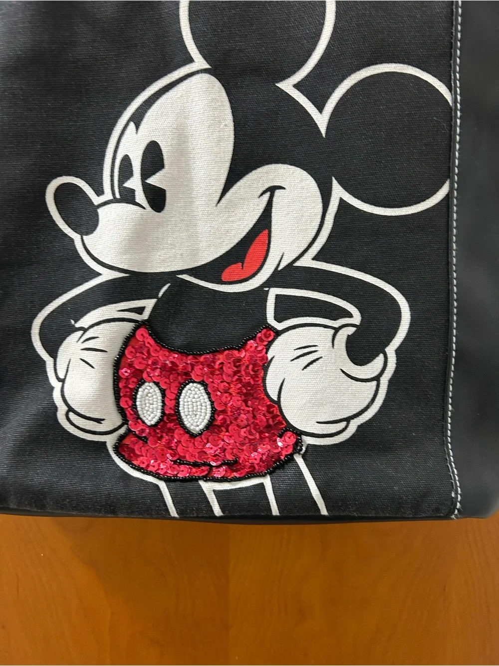 Disney Black Tote Bag with Red Sequin Mickey